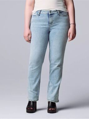 Women's Simply Vera Vera Wang Relaxed Straight-Leg Jeans Size 18 Light Wash